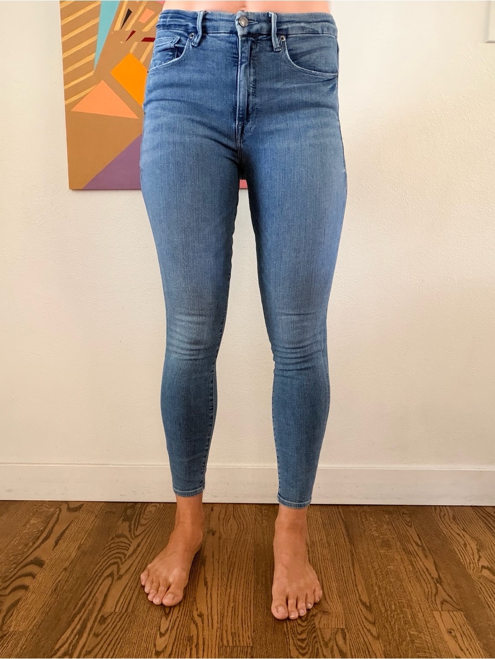 Good American Light Blue Good Waist High-Rise Skinny Jeans